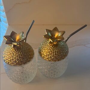 Gold and Clear Pineapple Drink Tumblers